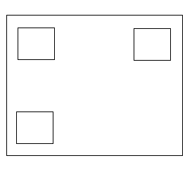 Viereck / Rechteck, mit drei Viereck-/Rechteckausschnitten