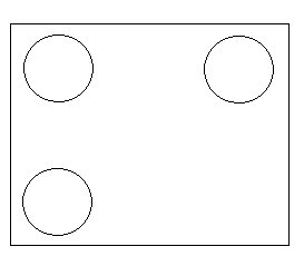Vierkant / Rechteck, mit 3 Kreisausschnitten